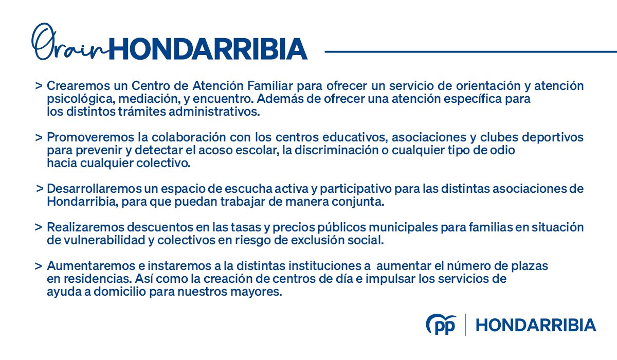 Bienestar y políticas sociales.

#OrainHondarribia
