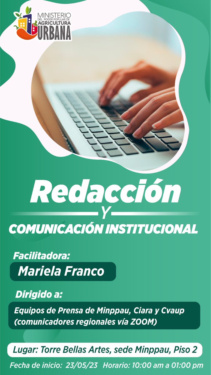 Únete a nuestro Taller on line de Redacción y Comunicación Institucional:

Unirse a la reunión Zoom
us06web.zoom.us/j/88285644033?…

ID de reunión: 882 8564 4033
Código de acceso: 324049
#BastaDeArroganciaImperial