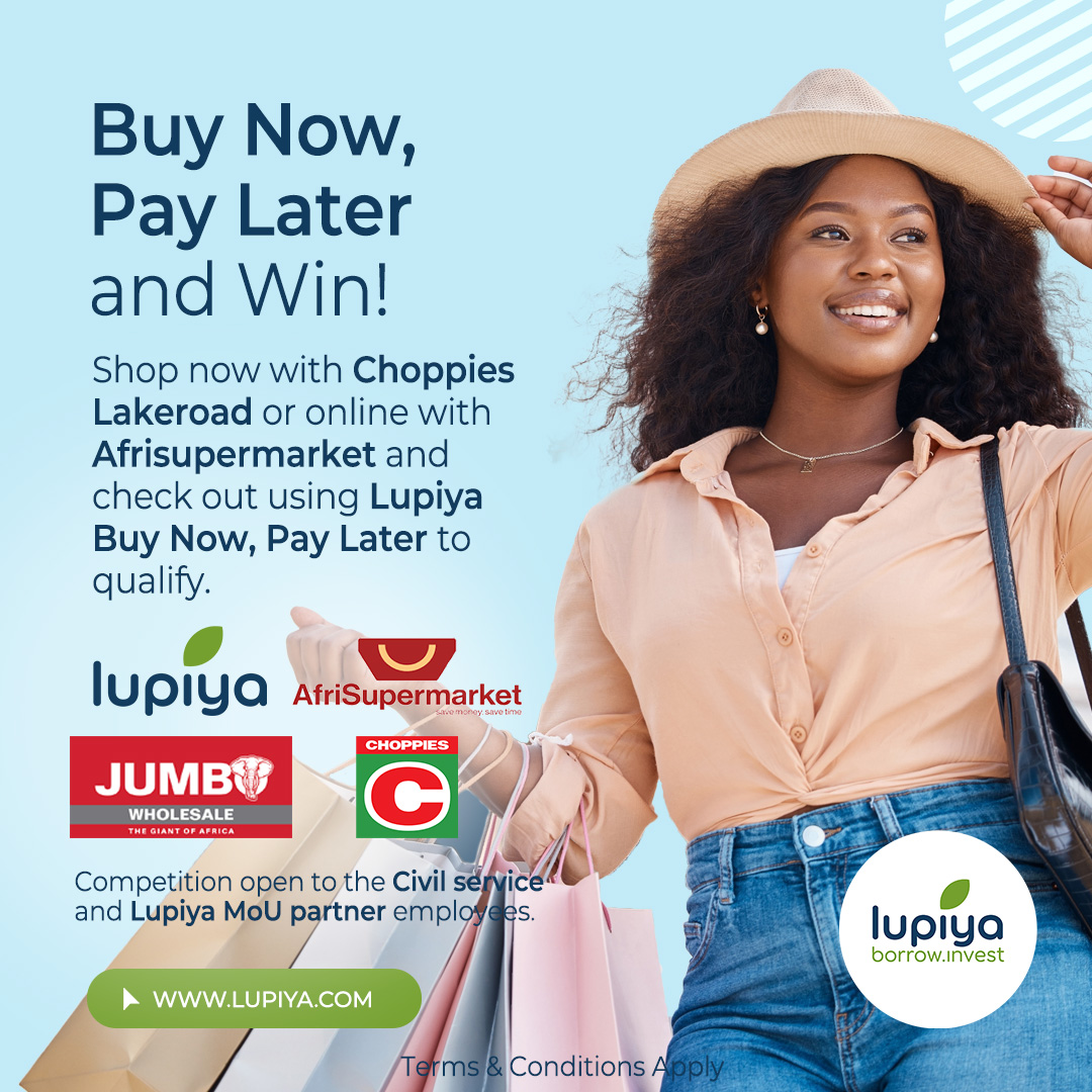 WIN Big! with Buy Now Pay Later, here is how you can apply. 

1. Visit bit.ly/3pdfnug
2. Select Scheme or Civil service
3. Apply online
4. Generate your OTP

Check out online with <a href="/AfriSupermarket/">AfriSupermarket</a> or in-store at Choppies Lakeroad by presenting your OTP. #LupiyaBNPL