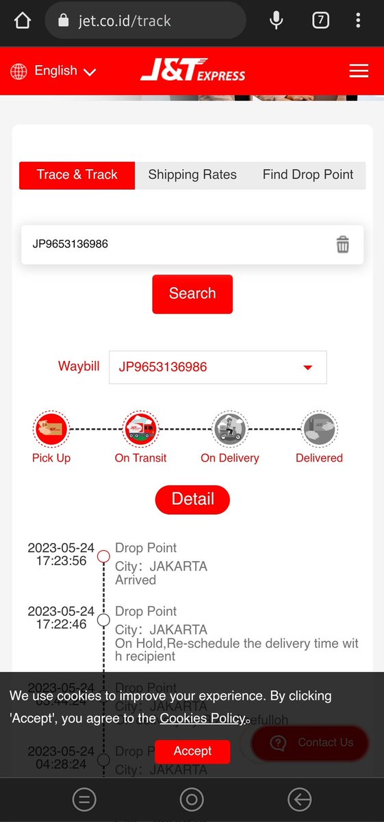 semutninja's tweet photo. @jntexpressid gaada pemberitahuan apapun dari kurir/pihak j&amp;t, tiba tiba keterangannya Re-schedule kurir sama penerima.. gimana ni?
Sebelumnya keterangannya paket akan dikirim ke alamat penerima hari ini https://t.co/w0D1MfsNLi