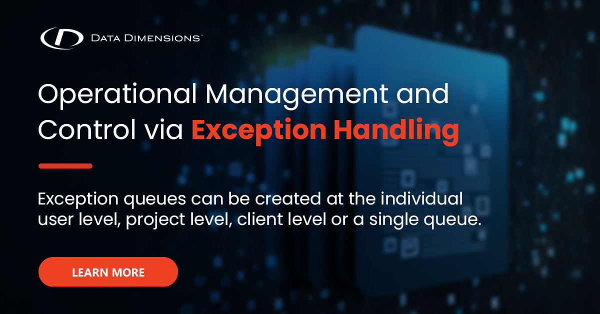 DataDimensions1's tweet image. The #Dimensions360 Exception Module is highly robust & easily configurable, allowing for in-line identification of document exceptions, routing, & resolution in real time. Learn more: bit.ly/3q9qll1
#exceptionhandling #digitalworkflows #DataDimensions