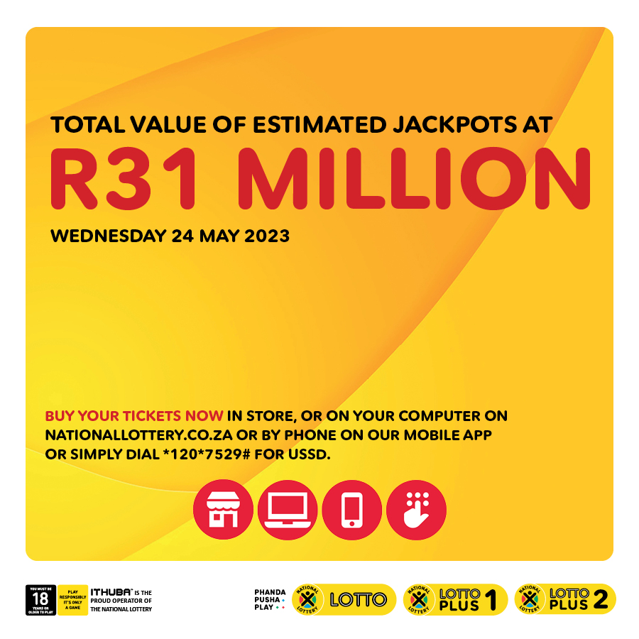 You stand a chance to win when you play #LOTTO, #LOTTOPLUS1 & #LOTTOPLUS2 for R31 MILLION in total estimated jackpots. Don’t miss out! Play #LOTTO for an estimated R3 MILLION, #LOTTOPLUS1 estimated at R6 MILLION, & #LOTTOPLUS2 estimated at R22 MILLION. #PhandaPushaPlay