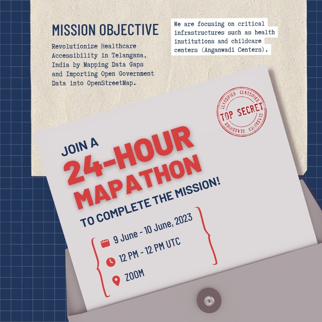 openmapping_ap's tweet image. Support healthcare in #Telangana by mapping data gaps of critical infrastructures &amp;amp; integrating open government data into #OSM.
maproulette.org/browse/challen…

Join the 24-hour Mapathon!
⏰ 12 - 12.00 PM UTC
🗓️9 June - 10 June, 2023
📍Zoom |
us02web.zoom.us/meeting/regist…

#MappingForHealth