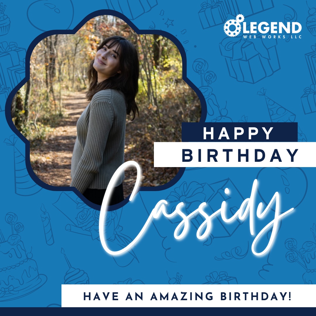 Please join us in wishing a very happy birthday to our wonderful graphic designer, Cassidy!🎂🎊

We hope you have an incredible day! 

#HappyBirthday #BirthdayCelebration #LWWBirthday #EmployeeBirthday #LegendWebWorks #CincinnatiMarketing #CincinnatiWebDesign