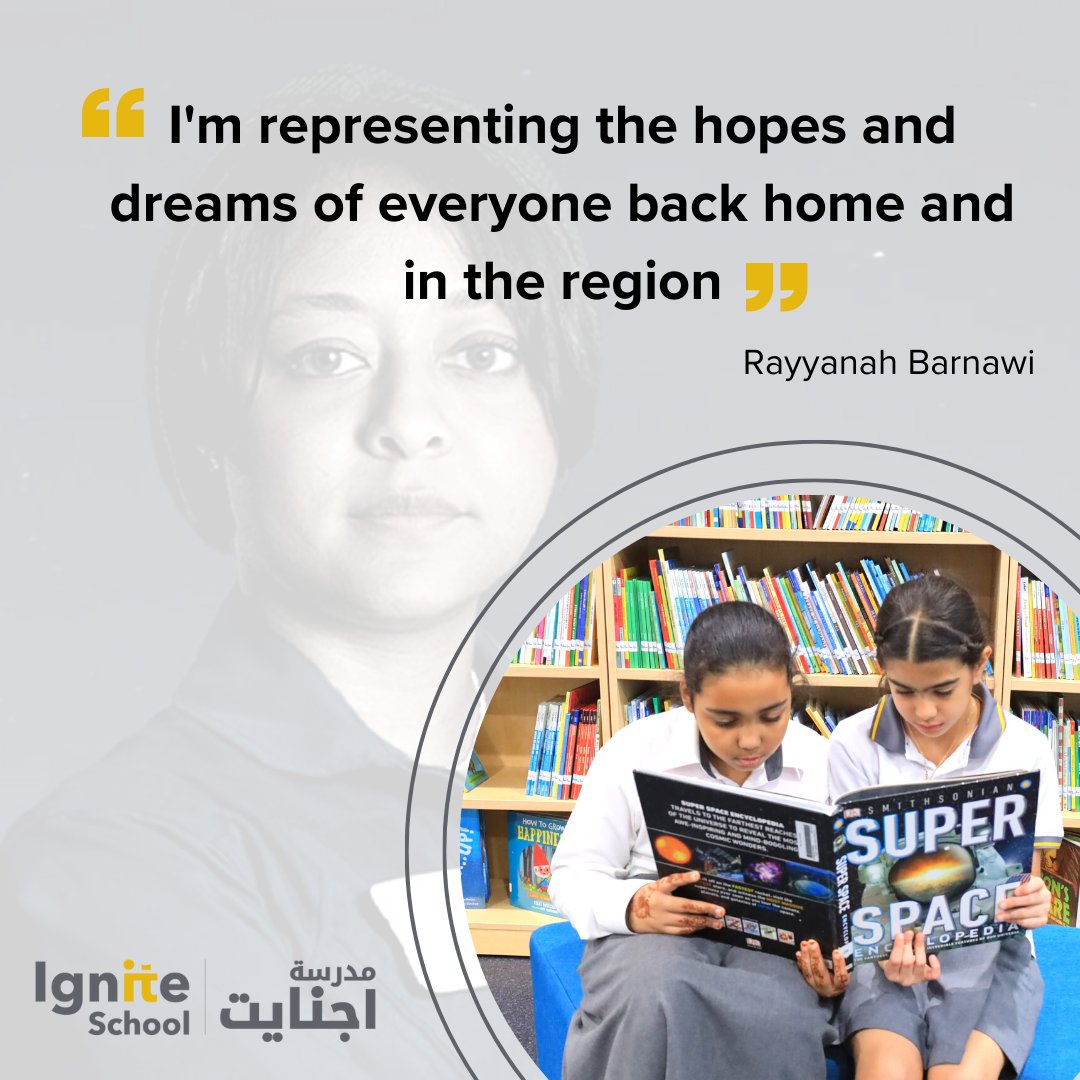 Congratulation to Ms Rayyanah Barnawi in achieving her dreams and being an exemplary model for our Ignite students and little girls everywhere!

#Ignite #school #uscurriculum #Dubai #dubaischools #AmericanSchoolDubai #UAE2space #stem #space #technology
