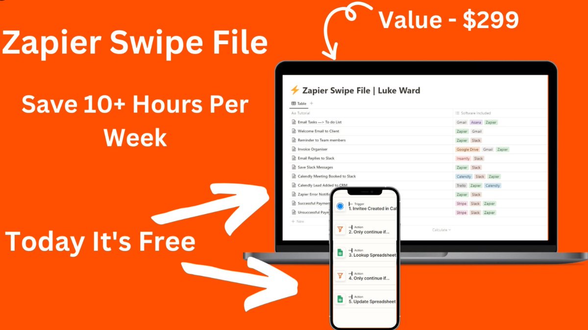 LukeWarrd's tweet image. For the next 24 hours you can STEAL my Zapier swipe file containing 12+ automation&apos;s.

All of these can be setup within 60 MINS and SAVE you 10+ HOURS per week.

Easily worth $299+

Today It&apos;s yours for FREE

Like &amp;amp; Comment “Steal” and I will DM you the file

(Must be Following)