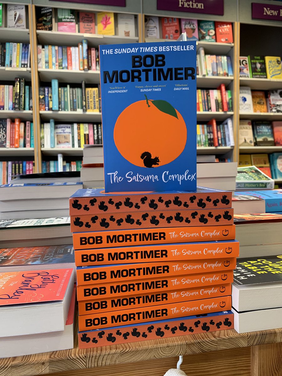 Paperback Bob Mortimer in store with some stunning edges!! Quick while they last!🐿️🍊 #bobmortimer #thesatsumacomplex #simonandschuster #winstones #sidmouth