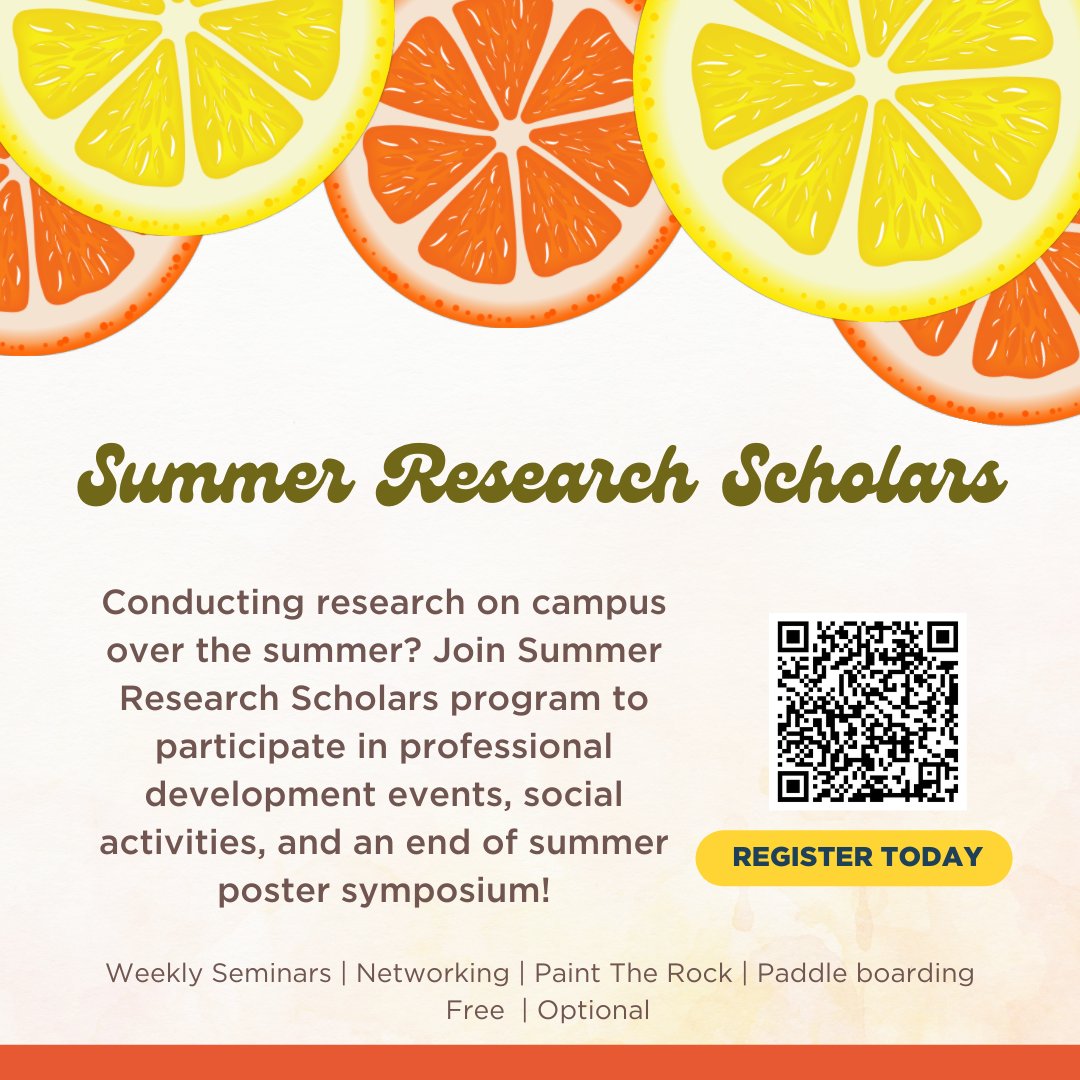 Hello Summer!🌞 Registration is open for the Summer Research Scholars program!
.
All events and professional workshops are free and optional to UTK or visiting summer scholars
.
Register today!!