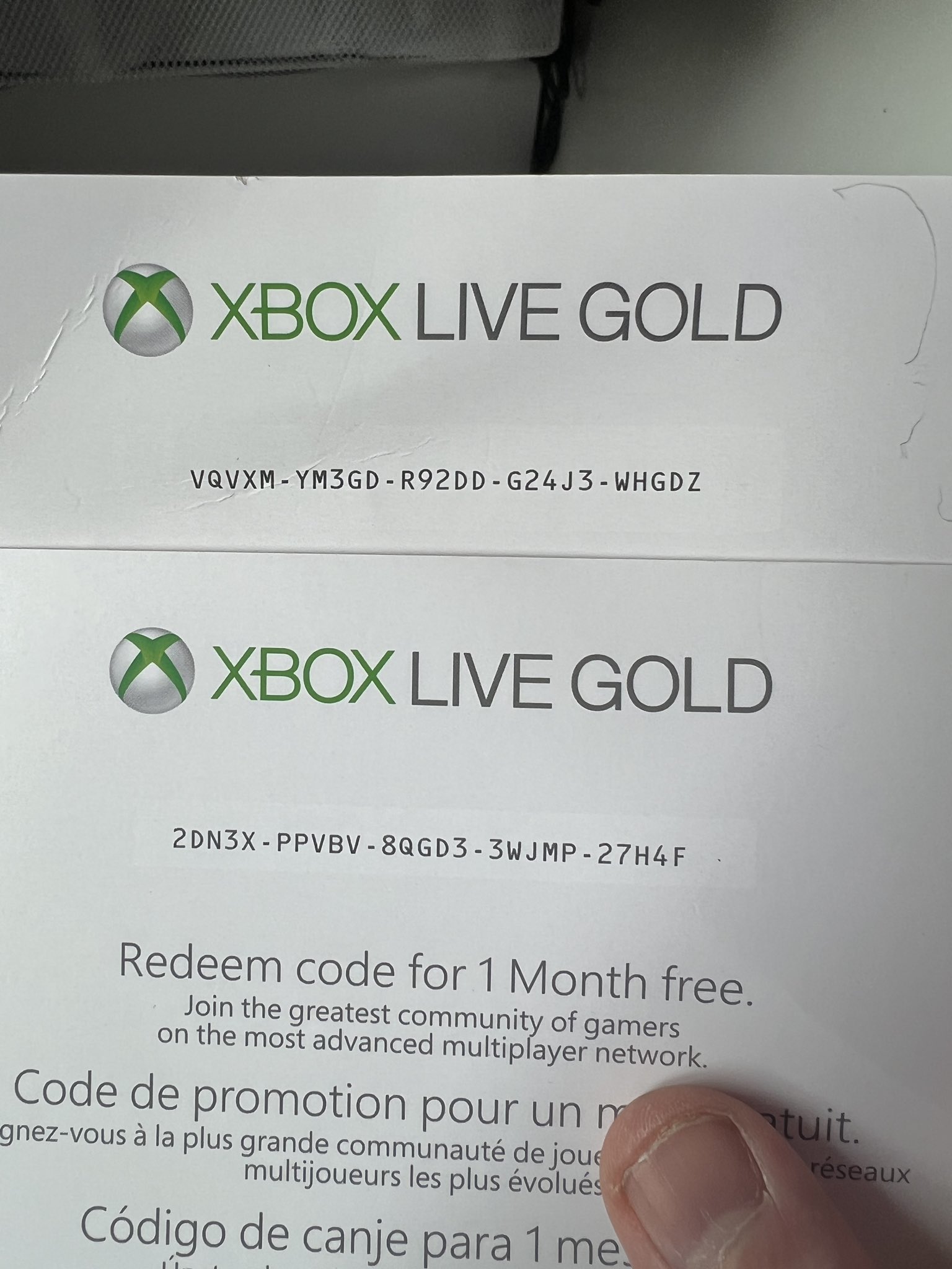 NightFoxx on X: I'm cleaning my desk stuff and found some Xbox live and  Xbox game pass codes for one free month. Maybe they work… maybe they don't,  but they are for