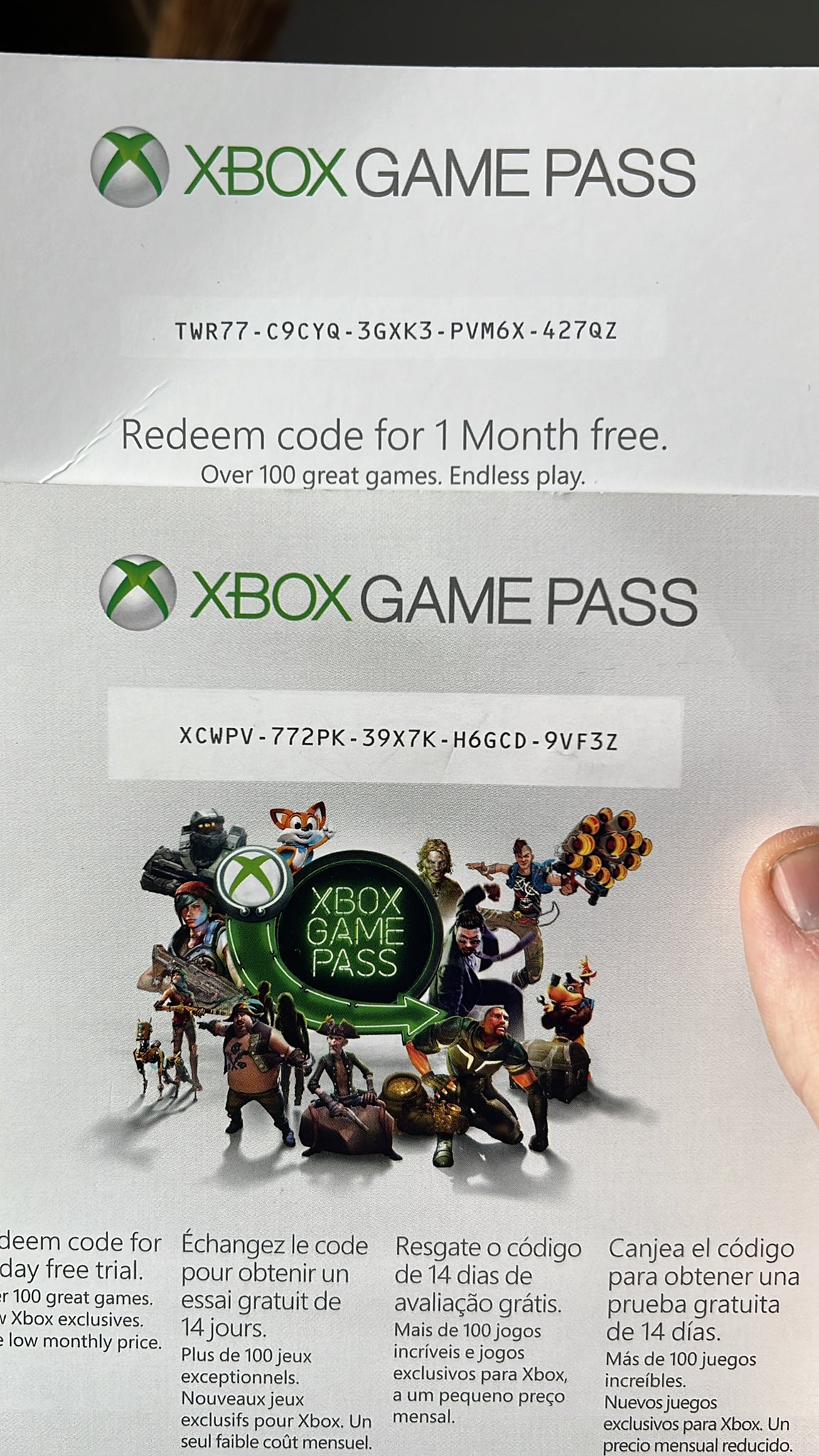 NightFoxx on X: I'm cleaning my desk stuff and found some Xbox live and  Xbox game pass codes for one free month. Maybe they work… maybe they don't,  but they are for