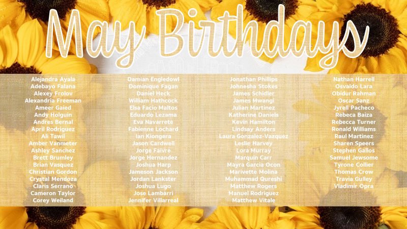 Here in my Territory we like to celebrate all the things but especially birthdays and Anniversaries! Please join me in celebrating these awesome individuals! @MattBoone85 @Kaayadam @ShantellEady03 <a href="/momunoz915/">Monica Munoz</a> <a href="/DrewHankins_/">Drew Hankins</a> <a href="/NorthHoustonIHX/">Space City IHX</a> <a href="/CharleneLuna13/">Charlene M Luna</a> <a href="/rachmulhauser/">Rachael Mulhauser</a>