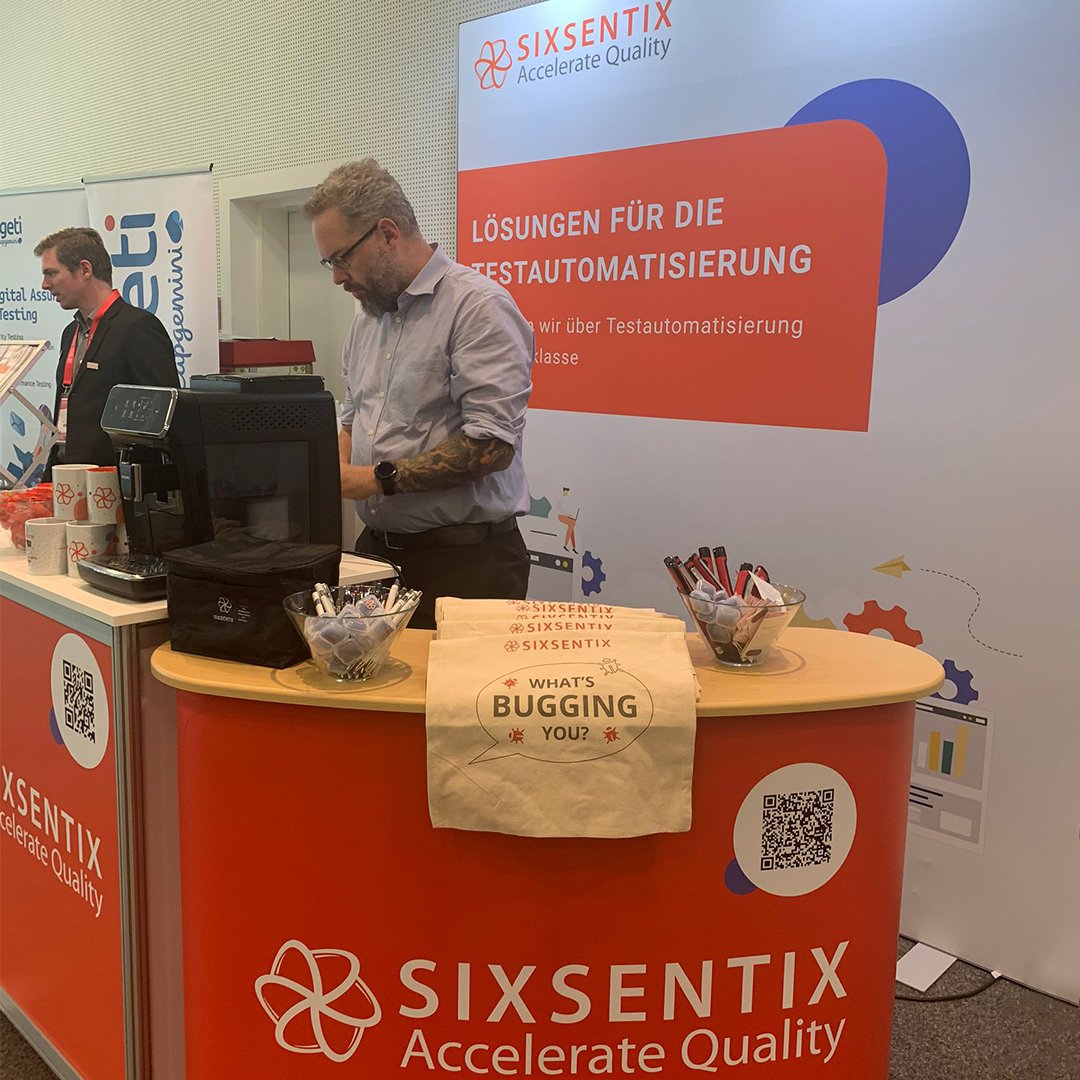 Sixsentix's tweet photo. The first day of #GermanTestingDay was a great success! Our team made valuable connections, and Daniel's workshop sparked many engaging discussions. Join us at our booth to discover how we can transform your testing process. Come hear our innovative solutions and meet our experts https://t.co/d0DnU4mkk8