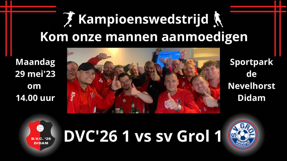 vvDVC26's tweet photo. OPGELET: houd maandag 29 mei (2e Pinksterdag) vrij voor de kraker van de 2e klasse H. 🔴⚫️⚽️💪🏼
#hupdieroodzwarte 

https://t.co/zvCLcrbRs8 https://t.co/elNDSPBqeO