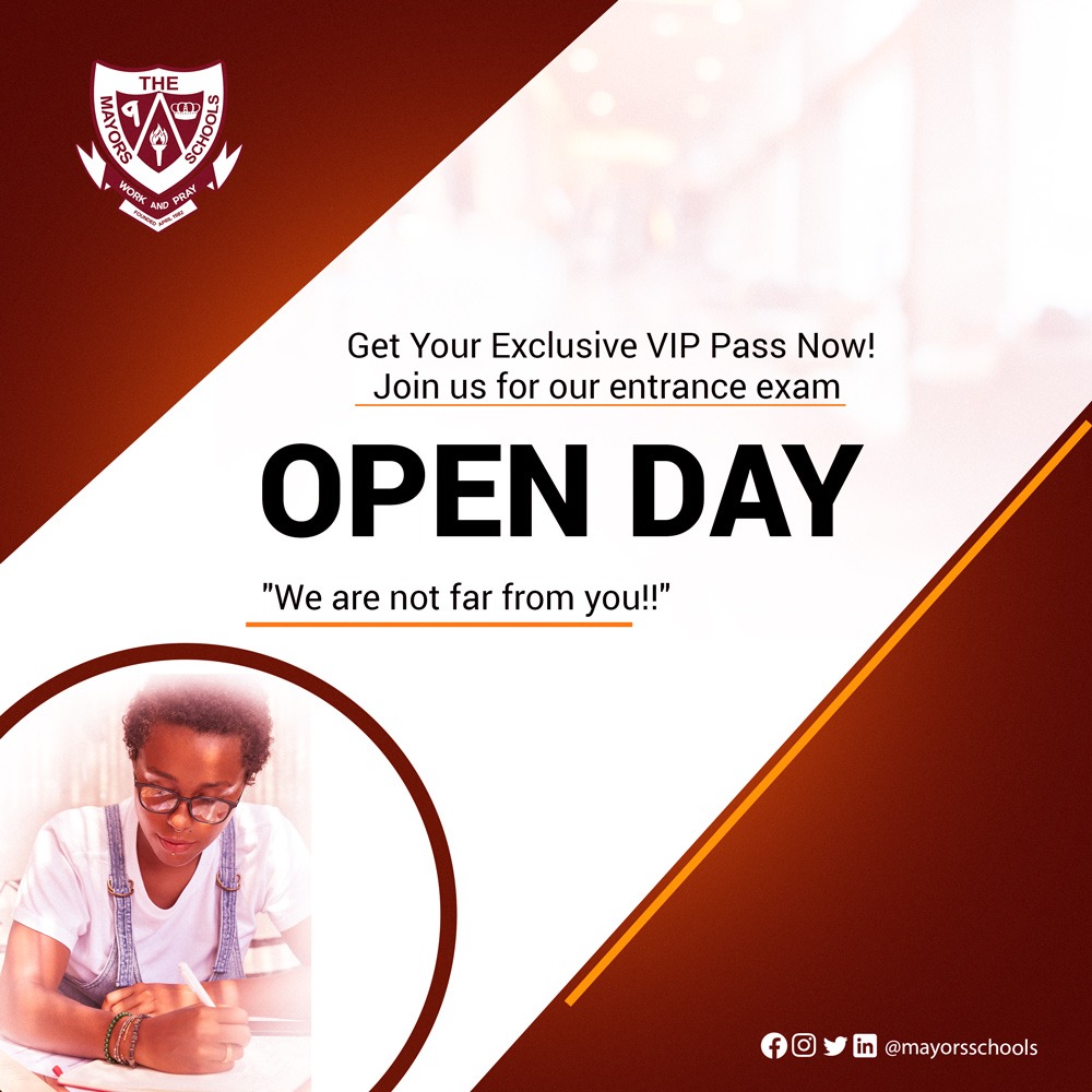 📚🎉 Welcome to Mayor's Schools' Open Day and Entrance Exam celebration! we invite everyone to follow our social networks via @mayorsschools for more exciting updates.
|
|
#MayorSchools #OpenDayCelebration #ExamPreparation #CampusVibes #BePartOfTheJourney #FollowForInspiration