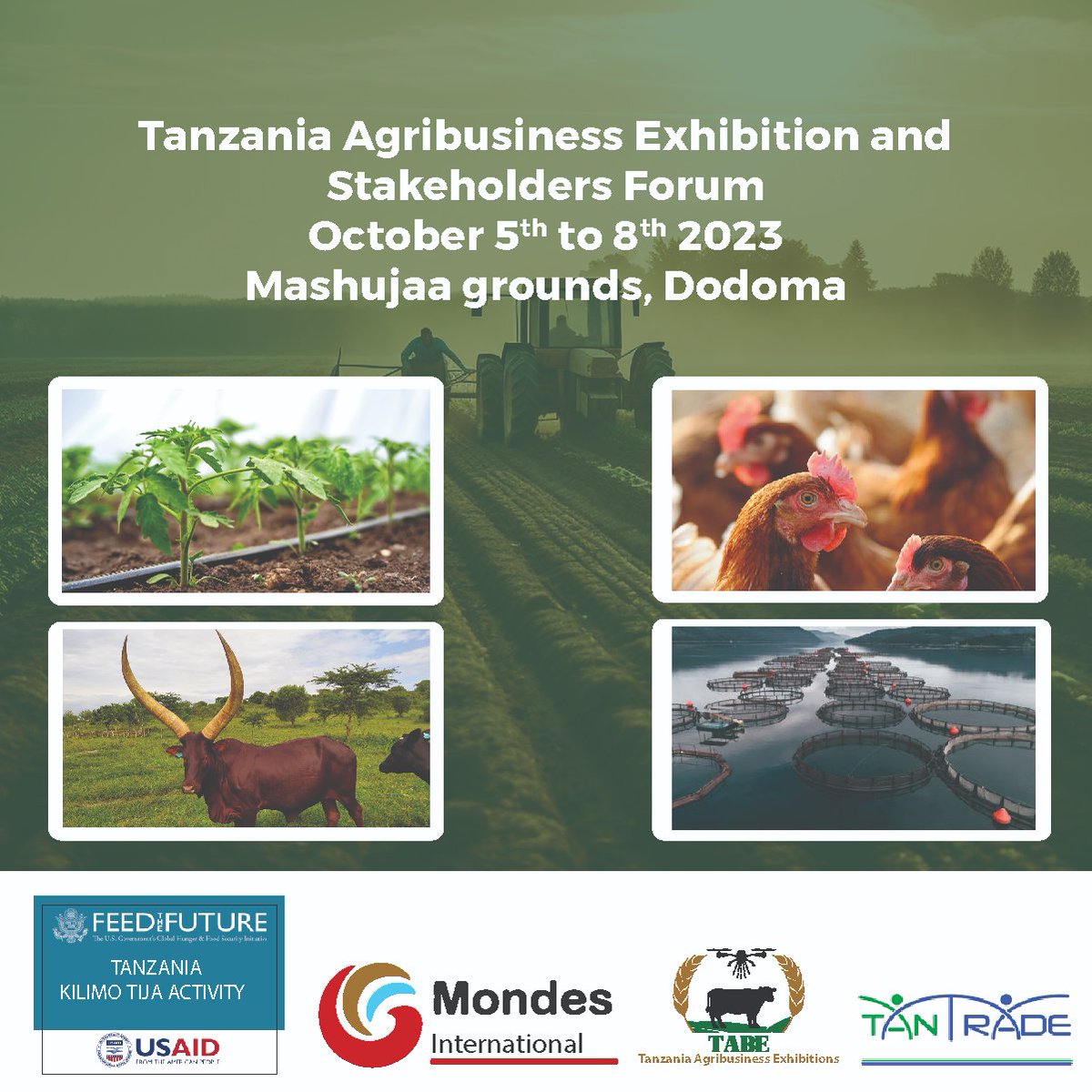 Welcome Tanzania Agribusiness Exhibition and Stakeholders Forum 2023.

#agribusiness #livestock #fishing #agriculture #agroproducts #USAID #GIZ