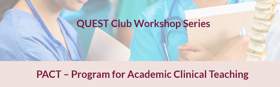 Start or continue your QUEST (Query-based Ubiquitous Educators & Scholars Training) with the Program for Academic Clinical Teaching QUEST Club! 📅Virtual, synchronous discussions on Tuesdays + Thursdays / 3:30pm - 4:30pm EDT from July 18 - 27th, 2023 💻bit.ly/3OELjm8
