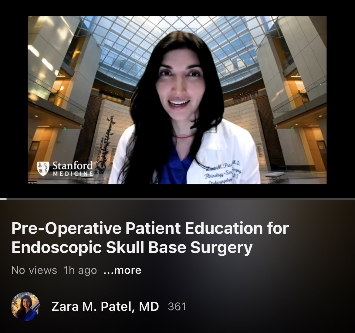 Another Pre-Op Patient Education video is up on my YouTube channel! This time for Endoscopic Skull Base Surgery - from the rhinology perspective! Love operating with our neurosurgeons!
lnkd.in/gWnCe-np

#rhinology #skullbasesurgery #stanfordhealthcare #neurosurgery