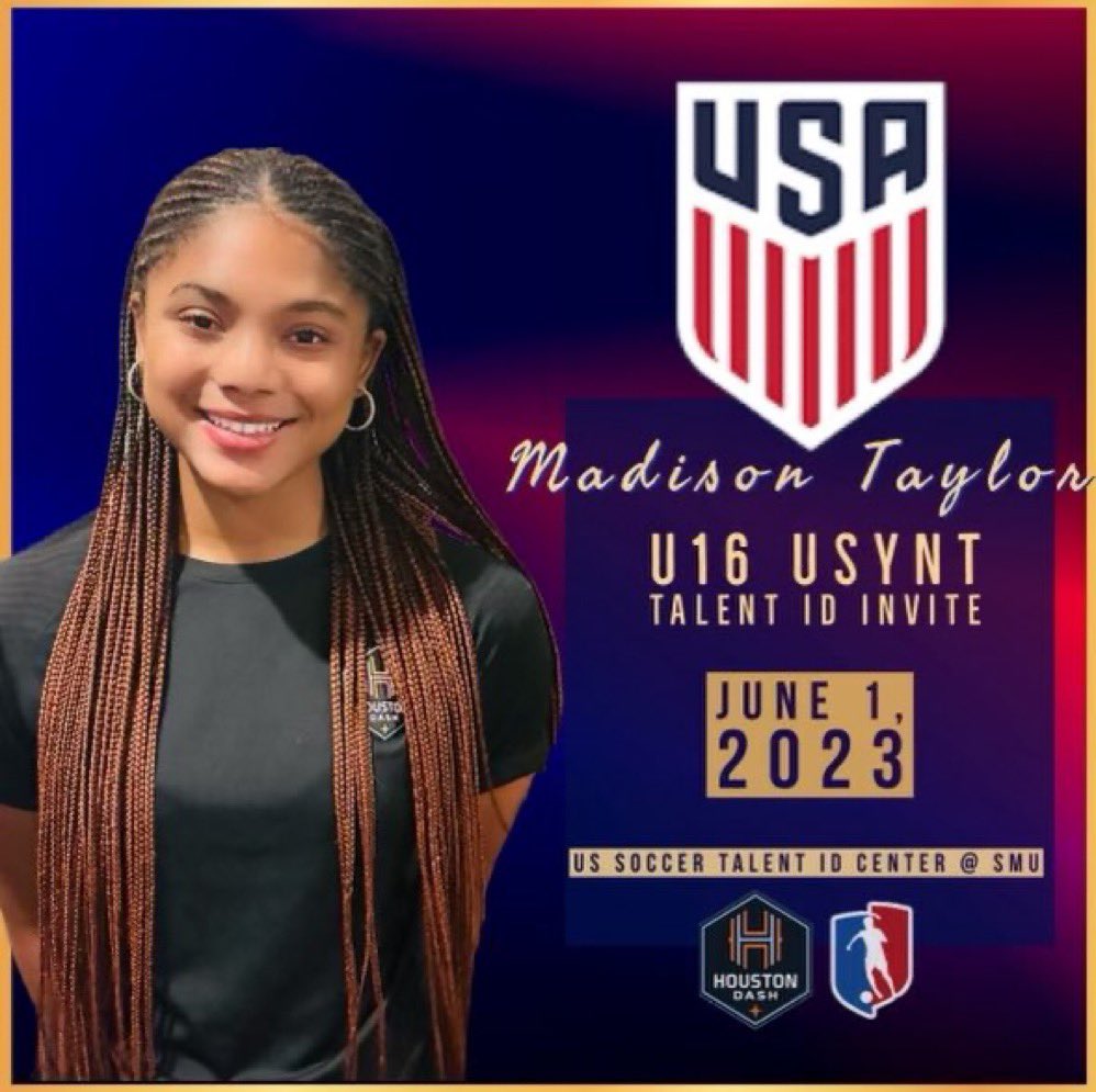 Madison Taylor (@mad_taylor_2) on Twitter photo So excited to be attending the USYNT talent IDC!! Thank you <a href="/USYNT/">U.S. Soccer YNT</a> for the opportunity! So excited to be attending the USYNT talent IDC!! Thank you <a href="/USYNT/">U.S. Soccer YNT</a> for the opportunity!