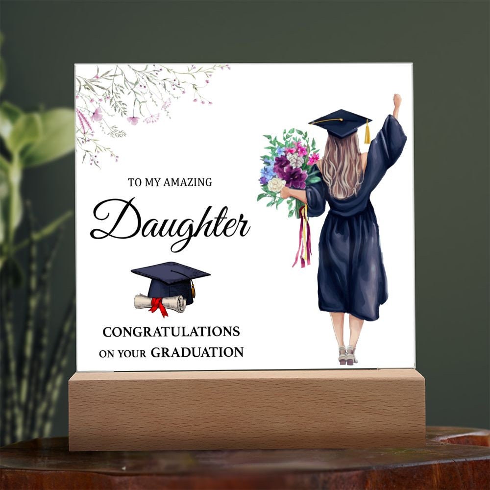 Graduation Gift For Her, College Graduation Gift, High School Graduation Gift, Acrylic Plaque Class Of 2023, Congratulations Gift For Her etsy.me/3onC6nw #graduation #square #led #minimalist #acrylic #classof2023 #graduationgift #forherongradday #giftforgrads
