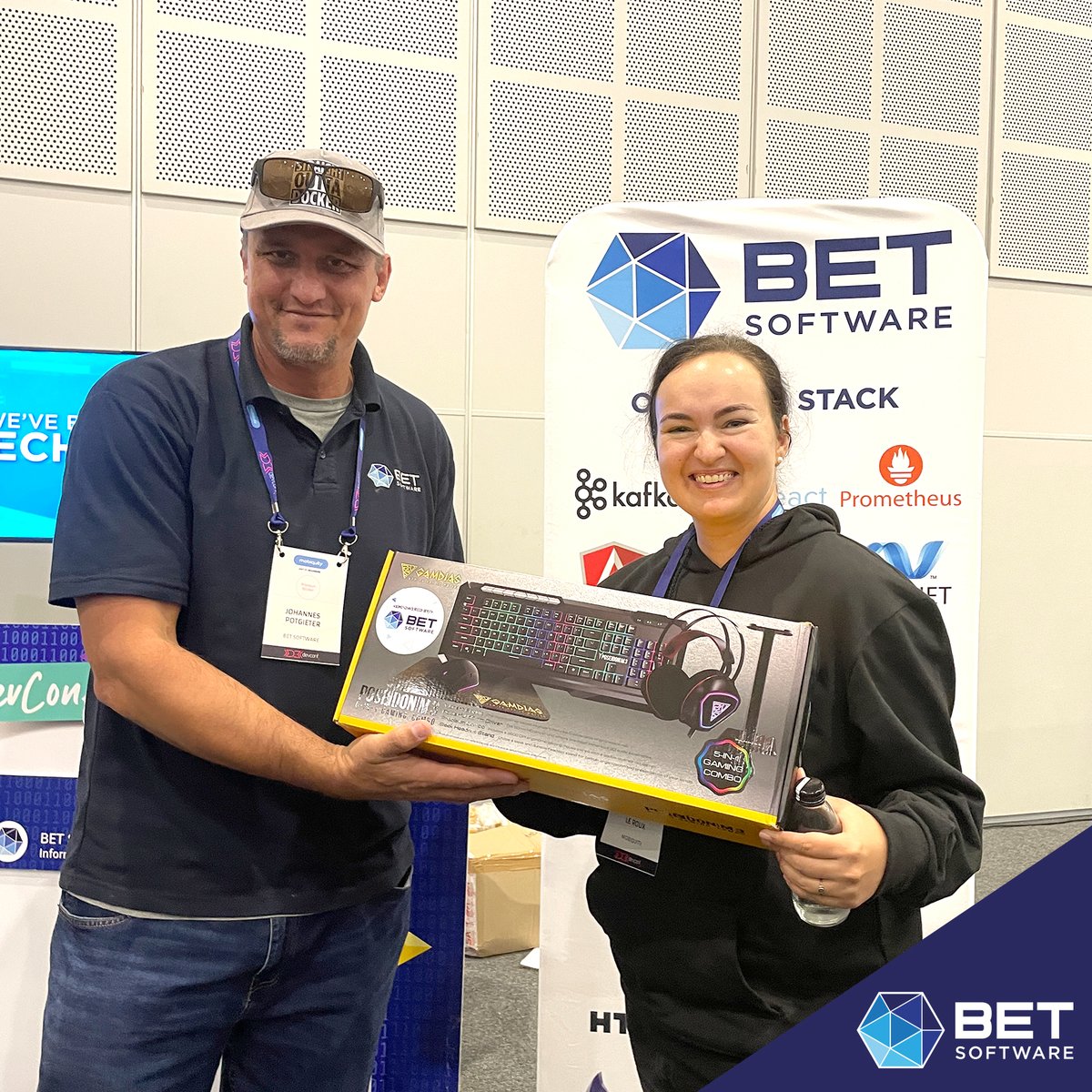 SoftwareBet's tweet photo. Drumroll, please! Congratulations to the lucky winners of our gaming combo giveaway at yesterday's @devconfza Cape Town event! You've hit the jackpot and scored an epic gaming experience. Game on! #BETSoftware #DevConf2023 https://t.co/22mz4EzXzT