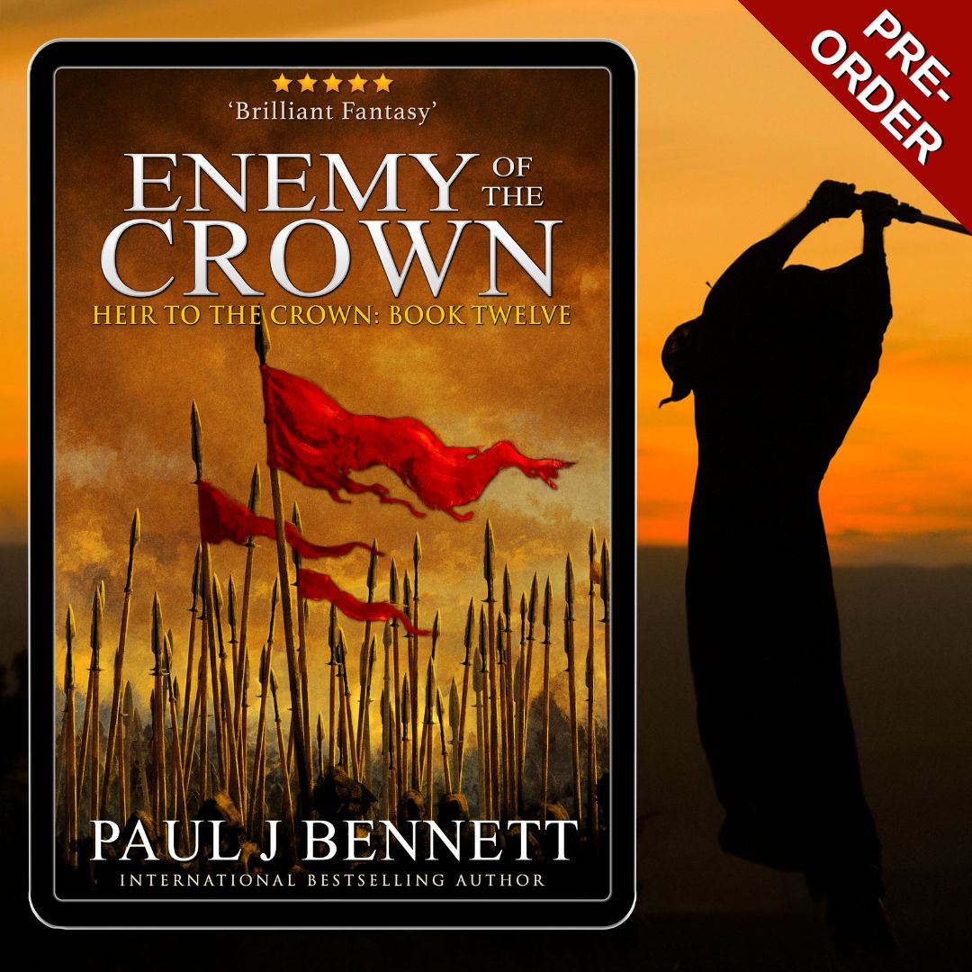 Started writing Enemy of the Crown, the twelfth book in my Heir to the Crown Epic Fantasy series, this week.  Can't wait to share it with everyone in August.
Pre-order at: pauljbennettauthor.com/enemyofthecrow…

#amwriting #epicfantasy #HeirToTheCrown #fantasybook #booktok #bookstagram