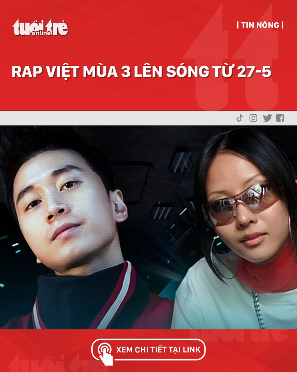 bao_tuoitre's tweet photo. Sau tin tức về 7 nghệ sĩ tham gia - gồm 3 giám khảo Suboi, Karik, JustaTee cùng 4 huấn luyện viên Thái VG, Andree Right Hand, BigDaddy, B Ray - Rap Việt mùa 3 công bố thời điểm lên sóng.
#Rapviet #karik #suboi https://t.co/FGfRXsSzKS