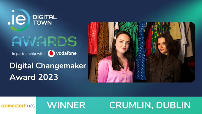 Congratulations to Crumlin, Dublin, winner of the Digital Changemaker category with @ClothesCrumlin, at the @dot_IE Awards this afternoon.

#ConnectedHubs is proud to sponsor this award which recognises inspirational action by town groups around the country.

#DigitalTownAwards