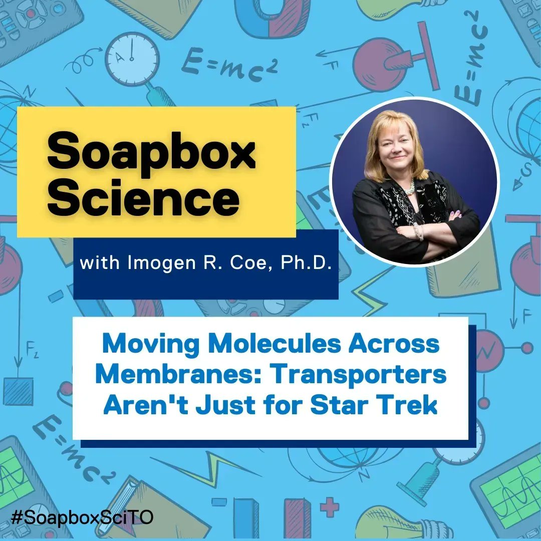 "Moving Molecules Across Membranes: Transporters aren't just for Star Trek" is the focus of @imogenrcoephd's talk. Join us to hear more at #SoapboxSciTO 2023. Location: <a href="/torontoWOTS/">The Word On The Street</a> at Queen’s Park (110 Wellesley St W). When: 📆May 27th from 12pm - 3pm ET. <a href="/SoapboxScience/">Soapbox Science</a>