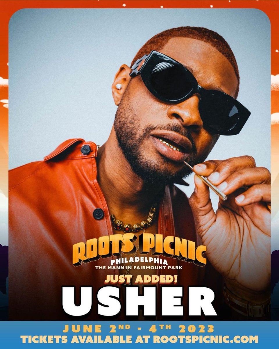 Roots Picnic (@rootspicnic) on Twitter photo Fresh off his incredible Las Vegas residency, @usher has been added as a special guest and co-headliner to <a href="/rootspicnic/">Roots Picnic</a> 2023! 🚨
Single and 2-day tickets available at therootspicnic.com. Fresh off his incredible Las Vegas residency, @usher has been added as a special guest and co-headliner to <a href="/rootspicnic/">Roots Picnic</a> 2023! 🚨
Single and 2-day tickets available at therootspicnic.com.