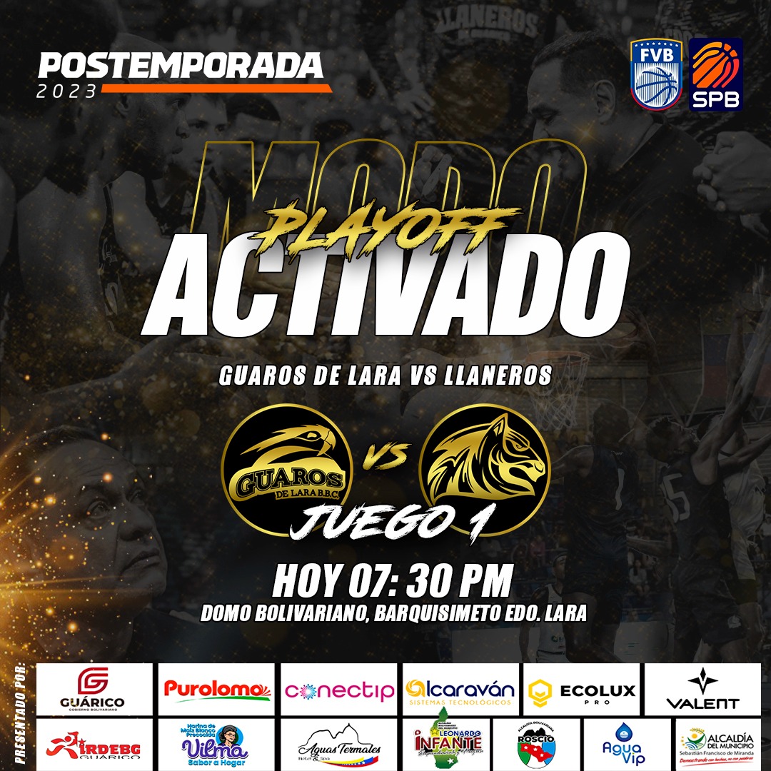 𝑯𝒐𝒚 𝒊𝒏𝒊𝒄𝒊𝒂𝒏 𝒍𝒐𝒔 𝒑𝒍𝒂𝒚𝒐𝒇𝒇𝒔 🔥🔥🔥🔥

🆚 <a href="/guarosoficial/">Guaros de Lara</a> 
🏟️ Domo Bolivariano de Barquisimeto 
⏰ 7:30 p.m.
📺 l1nq.com/aoriX

¡Somos la Furia Llanera! 🤍💙🐎