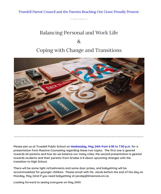 TruedellPS_LDSB's tweet photo. Parents Reaching Out (PRO) Grant workshop at 6:30 p.m. in the Resource Centre tonight.  Learn how to balance work and personal obligations and how to help your intermediate child prepare for secondary school. Hope to see you there! https://t.co/6qvISkSowW