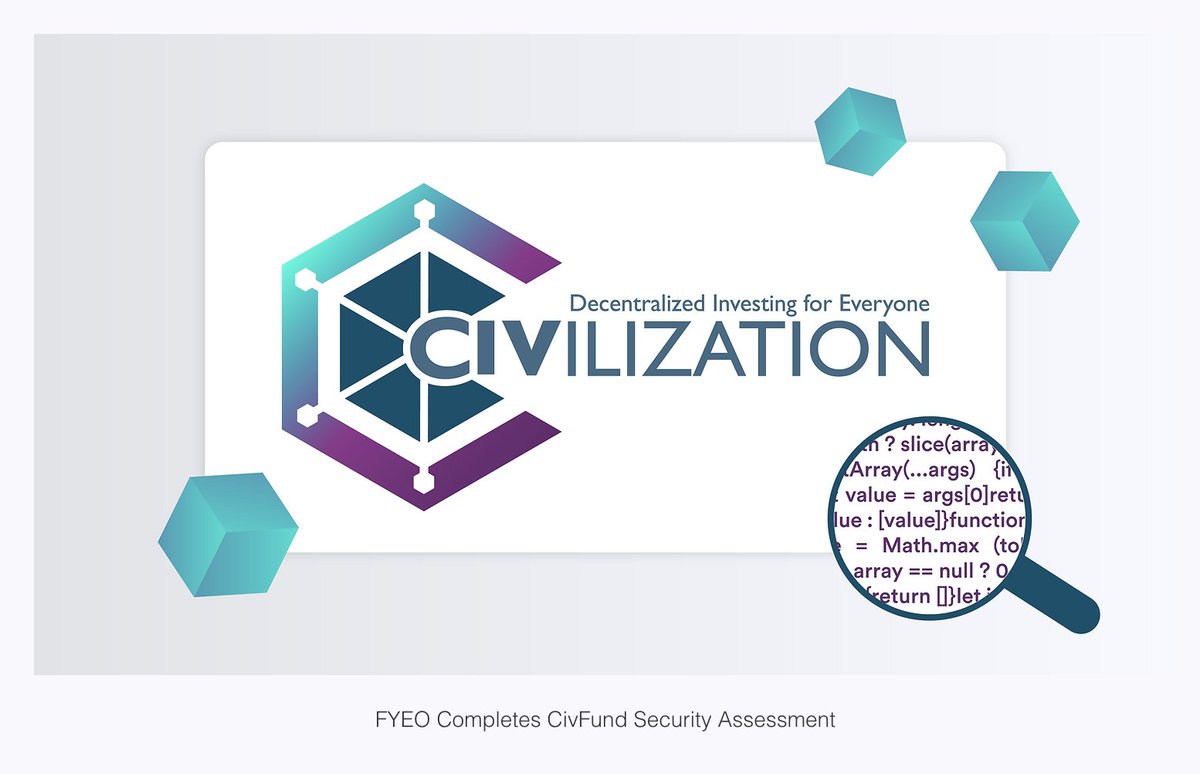 FYEO Completes <a href="/CivFund/">Civilization Official</a> Security Assessment! fyeo.io/post/civfund-s… <a href="/CivFund/">Civilization Official</a> aims to democratize access to Decentralized Finance (#DeFi), addressing the financial exclusion that affects over 95% of the nearly 300 million global cryptocurrency investors and 1.7 billion unbanked