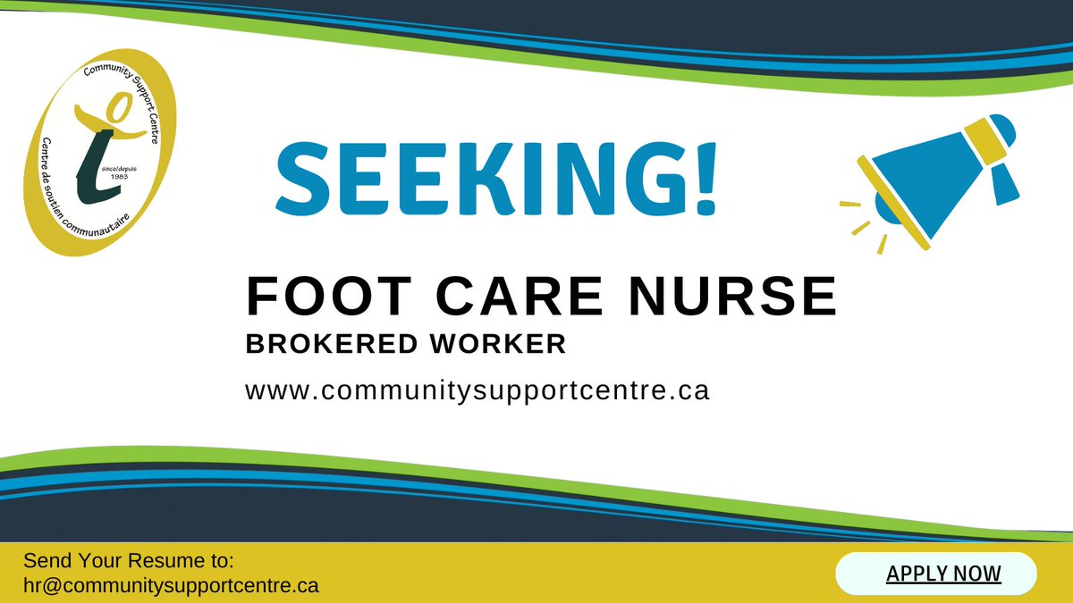 CSC is seeking a #Footcare nurse to serve our clients at our facilities in #Belleriver, #Essex, #Harrow and in our clients homes throughout Windsor and Essex County. 
CSC is willing to pay the course fees associated with upgrading to an #AdvancedFootCare Nurse.