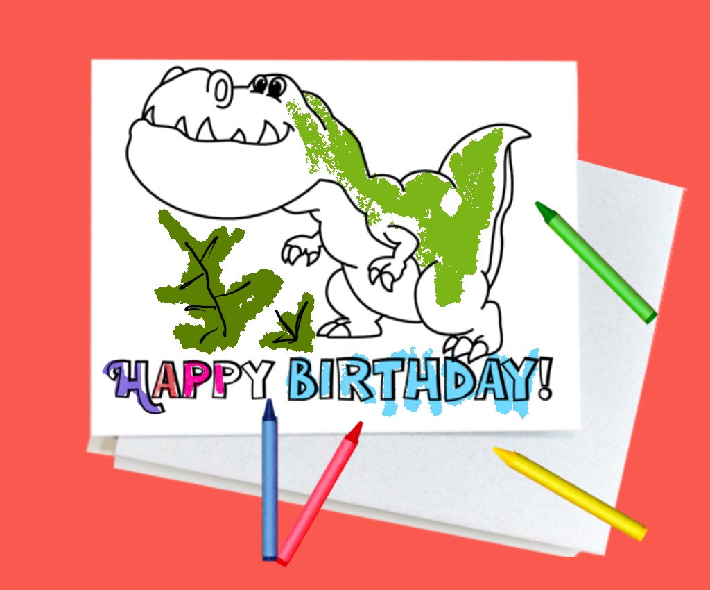 Excited to share the latest addition to my #etsy shop: Trex Printable Happy Birthday Coloring Card, Dinosaur Birthday Card, Birthday Card for Kids, Birthday Color Your Own Card, DIY Print & Color etsy.me/45G2Pwr #birthday #digitalcard #kidscard #imadethis #happ