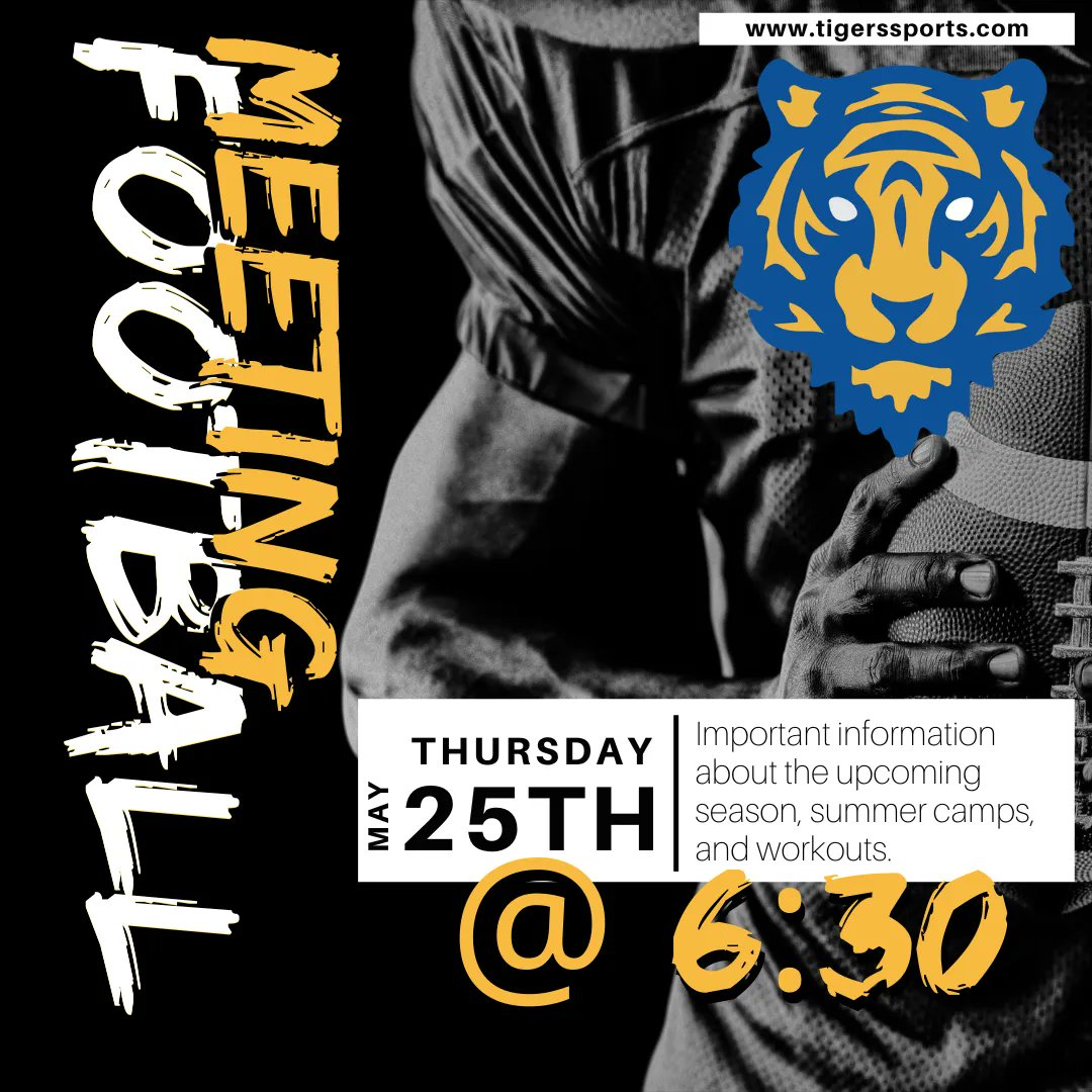 Calling all football players and families! Football meeting tomorrow at 6:30pm in the large gym. See Coach Haman with questions.