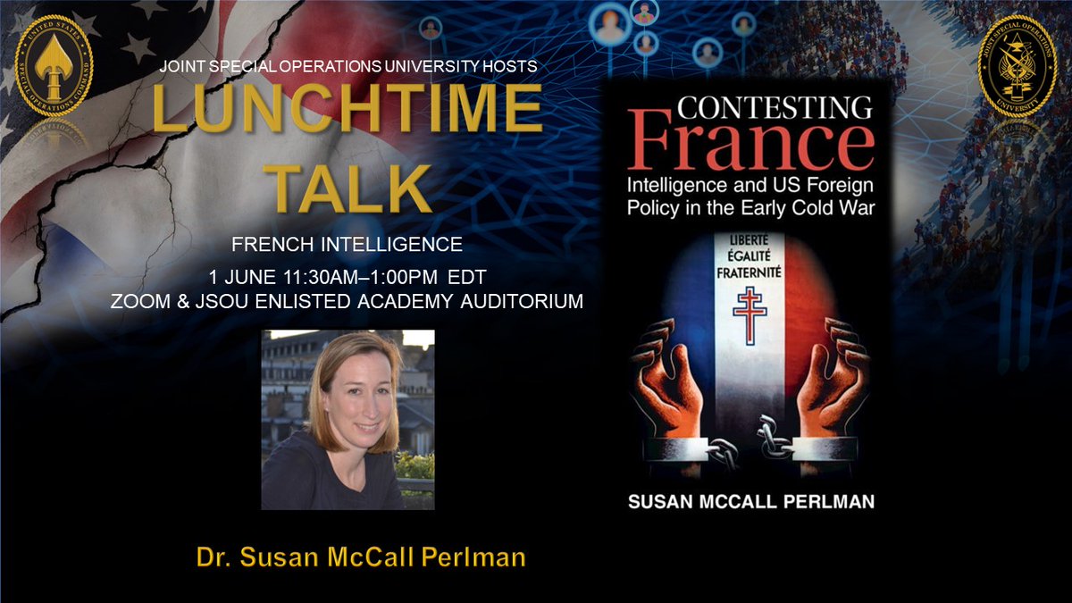 THINKJSOU's tweet photo. Have you registered for our next #ThinkJSOU with @TheSpyTheState and Dr. Susan Perlman? They will discuss her new book "Contesting France: Intelligence and US Foreign Policy in the Early Cold War."
Register here!
https://t.co/Kl04alXI8m https://t.co/QFFRDIutPI