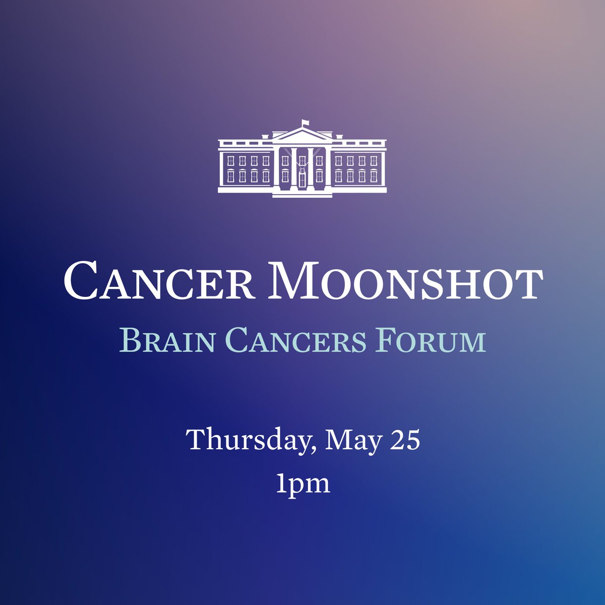 In recognition of Brain Cancer Awareness Month, the #CancerMoonshot is convening a forum at the White House to accelerate progress on two of the deadliest brain cancers, Glioblastoma and Diffuse Intrinsic Pontine Glioma. Tune in at 1pm tomorrow (Thursday): youtube.com/watch?v=kq8Hed…