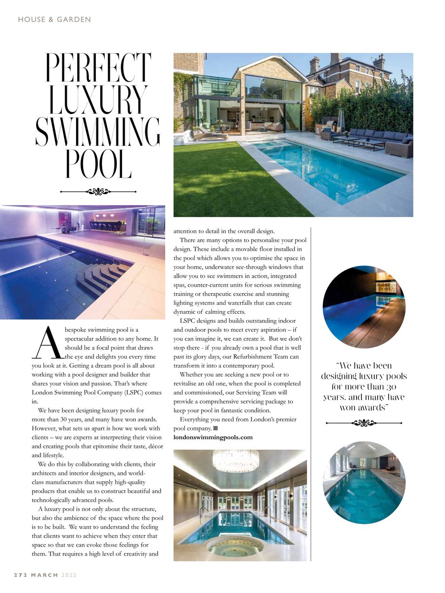 Check out our article on luxury pools in Life Magazine lnkd.in/ekVfc_PB

#luxurypools
#poolconstruction
#pooldesign
#poolbuilders
#spa