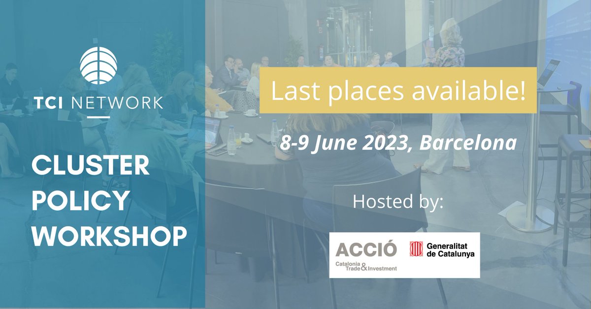 𝐓𝐂𝐈 𝐂𝐥𝐮𝐬𝐭𝐞𝐫 𝐏𝐨𝐥𝐢𝐜𝐲 𝐖𝐨𝐫𝐤𝐬𝐡𝐨𝐩
📍Barcelona (Spain) 
📅8-9 June with limited

🔔 Last places available! See who is coming...