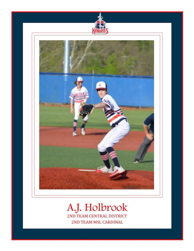 Congratulations to Freshman, AJ Holbrook on being named 2nd Team All League and 2nd Team All District as a Pitcher. Huge upside and a kid that works extremely hard at his craft all year long that translates to the field. Love giving the ball to #8.
<a href="/AjHolbrook6/">Aj Holbrook</a>
