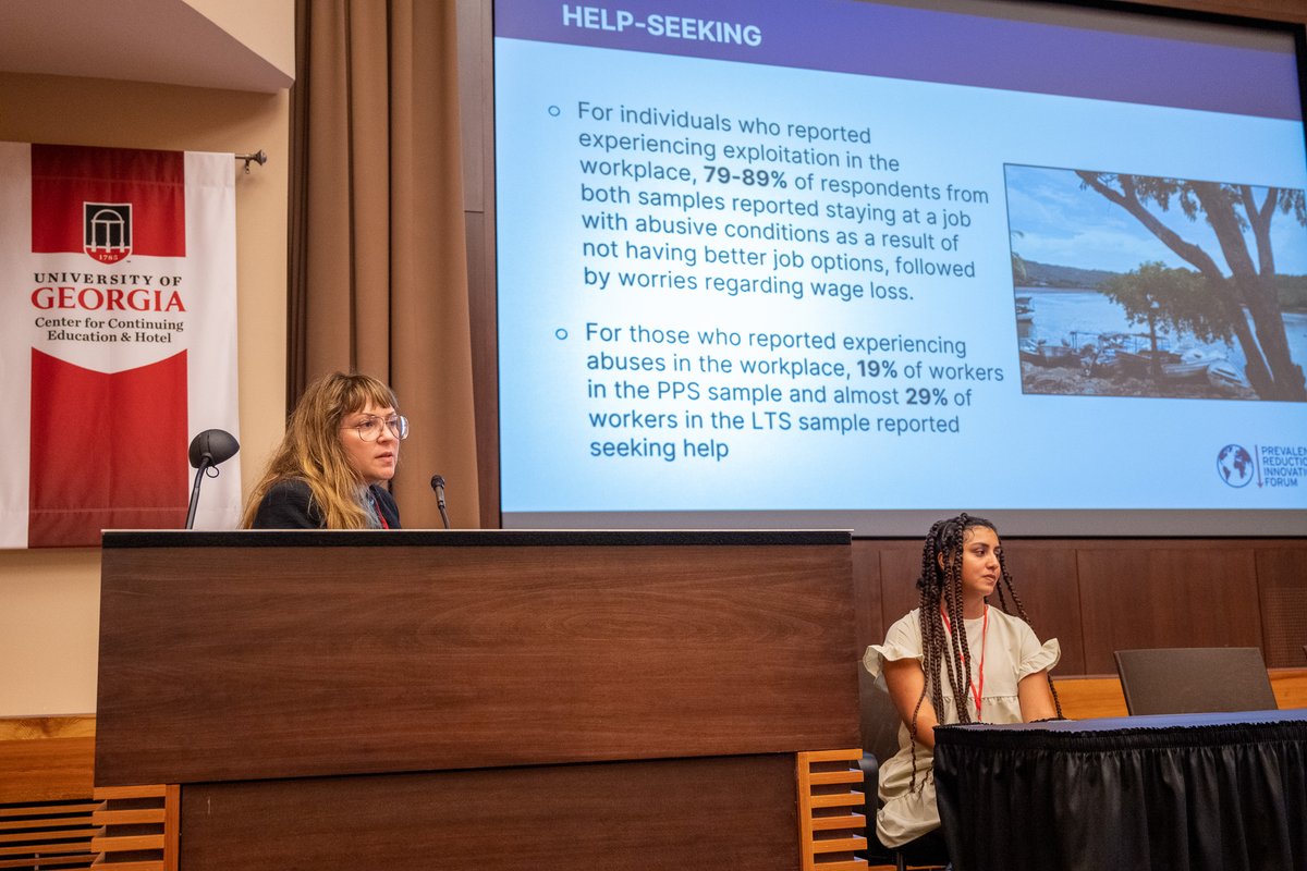 Meredith Dank (<a href="/NYUMarron/">Marron Institute</a>) + Alina Cedeño (<a href="/OIMCostaRica/">OIM Costa Rica</a>) presented a research overview on #forcedlabor in the Costa Rican fishing industry during #PrevalenceForum on <a href="/universityofga/">UGA</a> campus, using multiple methodologies to find significant prevalence.

#EndHumanTrafficking