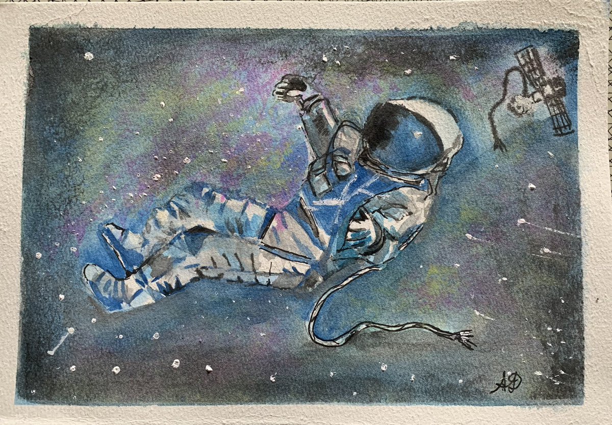 ANAMARIADIAZR's tweet photo. Desconectado 👨🏻🚀🛰️
#drawing #dibujo #illustration #ilustracion #illustrator #ilustrador #art #arte #acuarela #watercolor #acquerello #aquarelle #painting #paint #astronauta #viajesinretorno #viajesinregreso #lostinspace #perdidoenelespacio #desconectado #desconected #originalart https://t.co/ziAr9Ydr4i