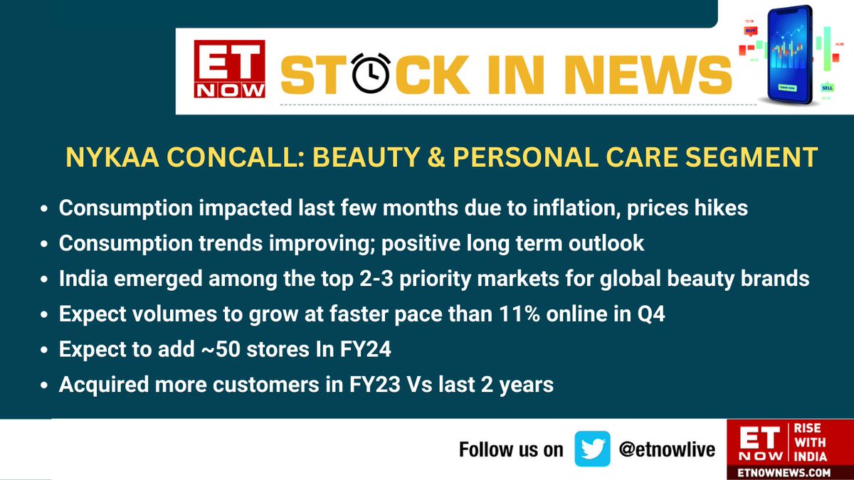 Stocks In News | Here's what Nykaa said in its concall on the beauty and personal care segment. Take a look👇

#Nykaa #StockMarket @MyNykaa