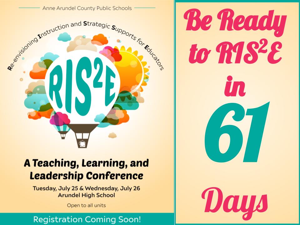 <a href="/AACountySchools/">AACPS</a> Registration open NOW for the RIS²E Summer Conference! Don't miss out! Register today!! eventsquid.com/event/20505