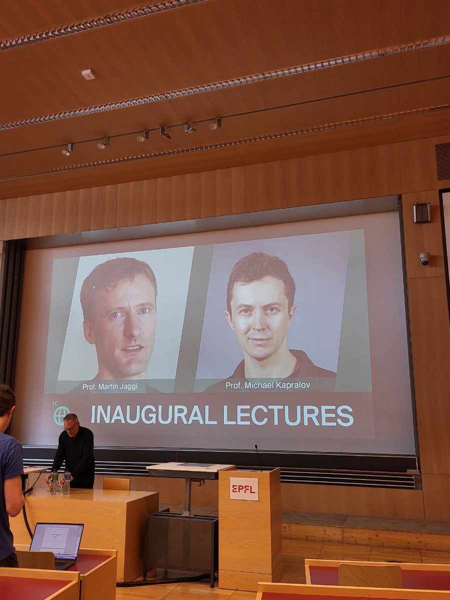 ICepfl's tweet image. In this thread, we&apos;ll do a live coverage of Prof. Jaggi and Prof. Kapralov&apos;s inaugural lectures. 
Stay tuned!
#EPFLIC