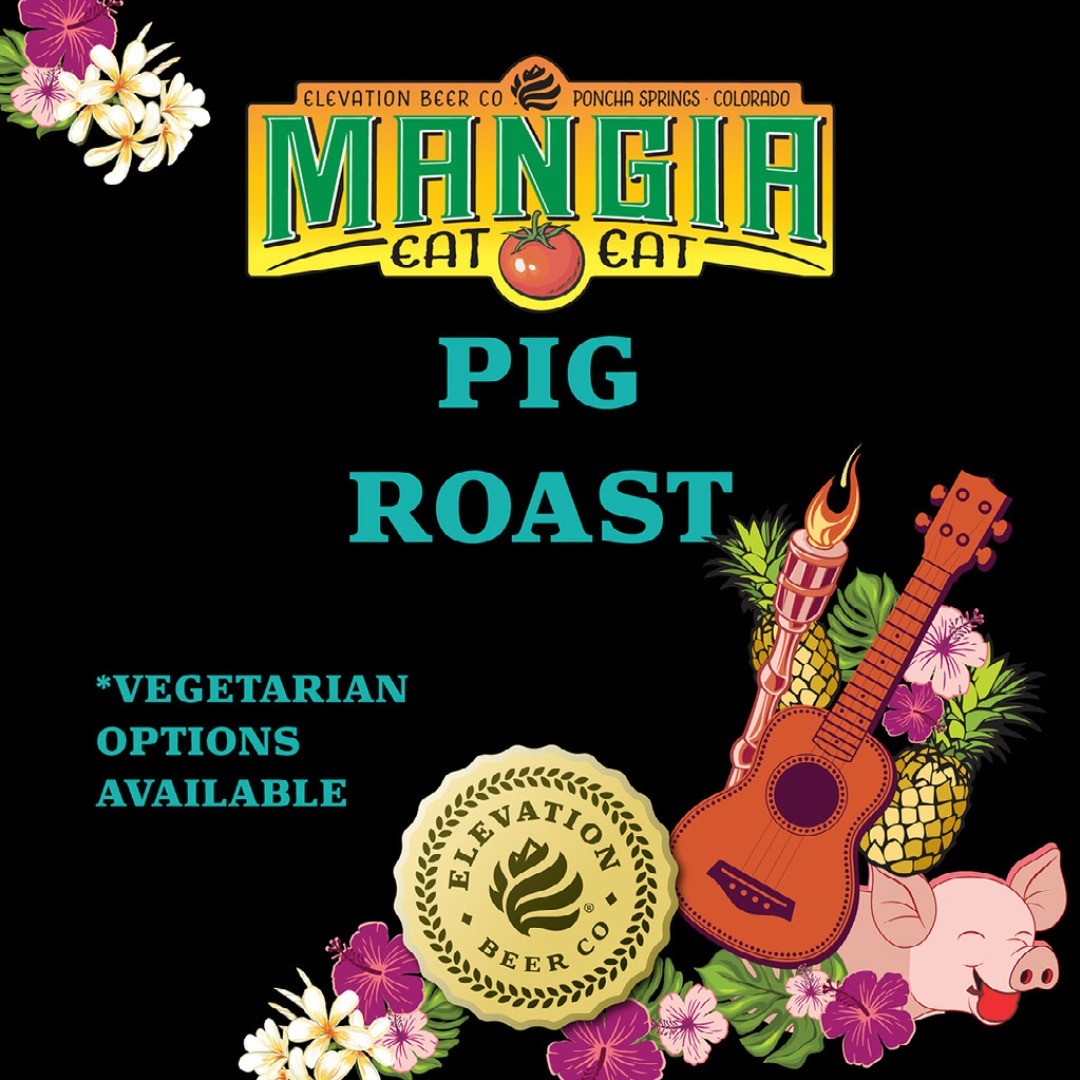 This party wave will be a free swell that includes a pig roast with sides from Mangia food truck, vegetarian options available!