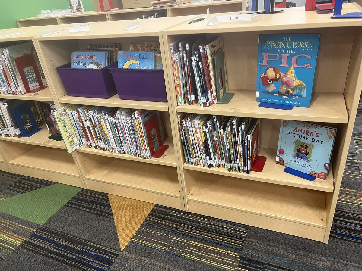 Ace_Librarian7's tweet image. Another library project down! All my picture books now have letters on them, and they are SO much easier to shelve this way! Also getting favorite series tubs on the shelves too! #TCSLibrarySquad #ALLibraries