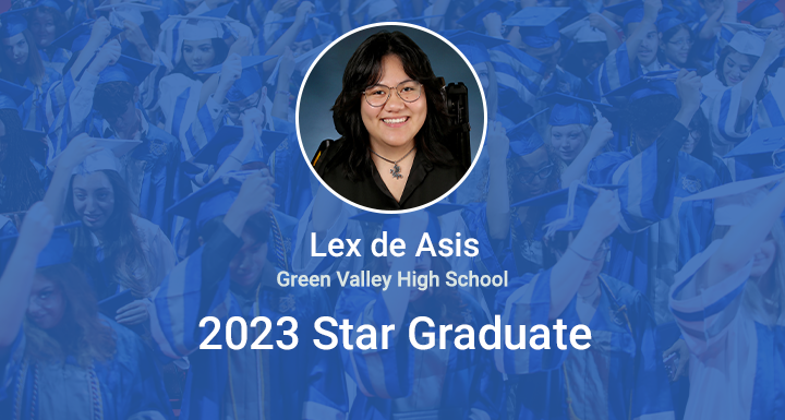 Welcome to the Star Grad celebration Lex de Asis! Lex was nominated by <a href="/GreenValleyHS/">Green Valley HS</a> for overcoming difficult obstacles in life and excelled in their academics. Read more about their story here: newsroom.ccsd.net/?p=43438&previ… #StarGrad #WeAreCCSD