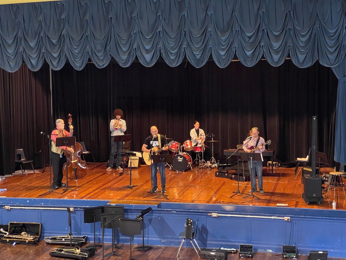 The Staff Band <a href="/PipkinR12/">Pipkin Middle School</a> on Talent Show Day. Takes me back to so many such gigs over the years. A grand time had by all; the kids were entertained and surprised by the versatility!