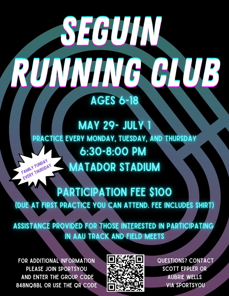 Practice starts next week May 29th 

Practices will be Monday, Tuesday &amp; Thursday @ Matador Stadium from 6:30 - 8:00pm 

The participation fee is $100, this includes 15 practices with the Middle School &amp; High School coaches &amp; a T-shirt. 
Join the SportsYou for more info